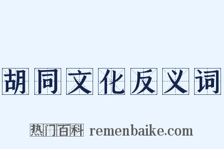 胡同文化反义词是什么意思的图片